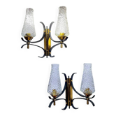 Pair Mid Century Itaian Modern  double wall sconce
