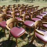 Set of 41 bistro chairs seated red skaï