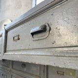 XXL walnut trade counter with multiple drawers
