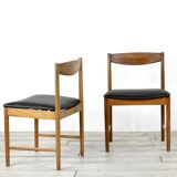 Set Of 4 Midcentury McIntosh Teak And Leatherette Chairs. Vintage Modern