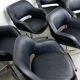 Chaise pivotante vintage en simili cuir noir italien et chrome
