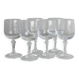 6 white wine glasses in chiseled crystal with floral motifs Matignon model.