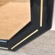 Octagonal mirror in lacquered black wood and brass - mirror smoked glass pink gold