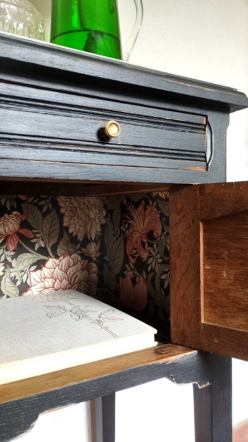 Black patinated Art Deco bedside table