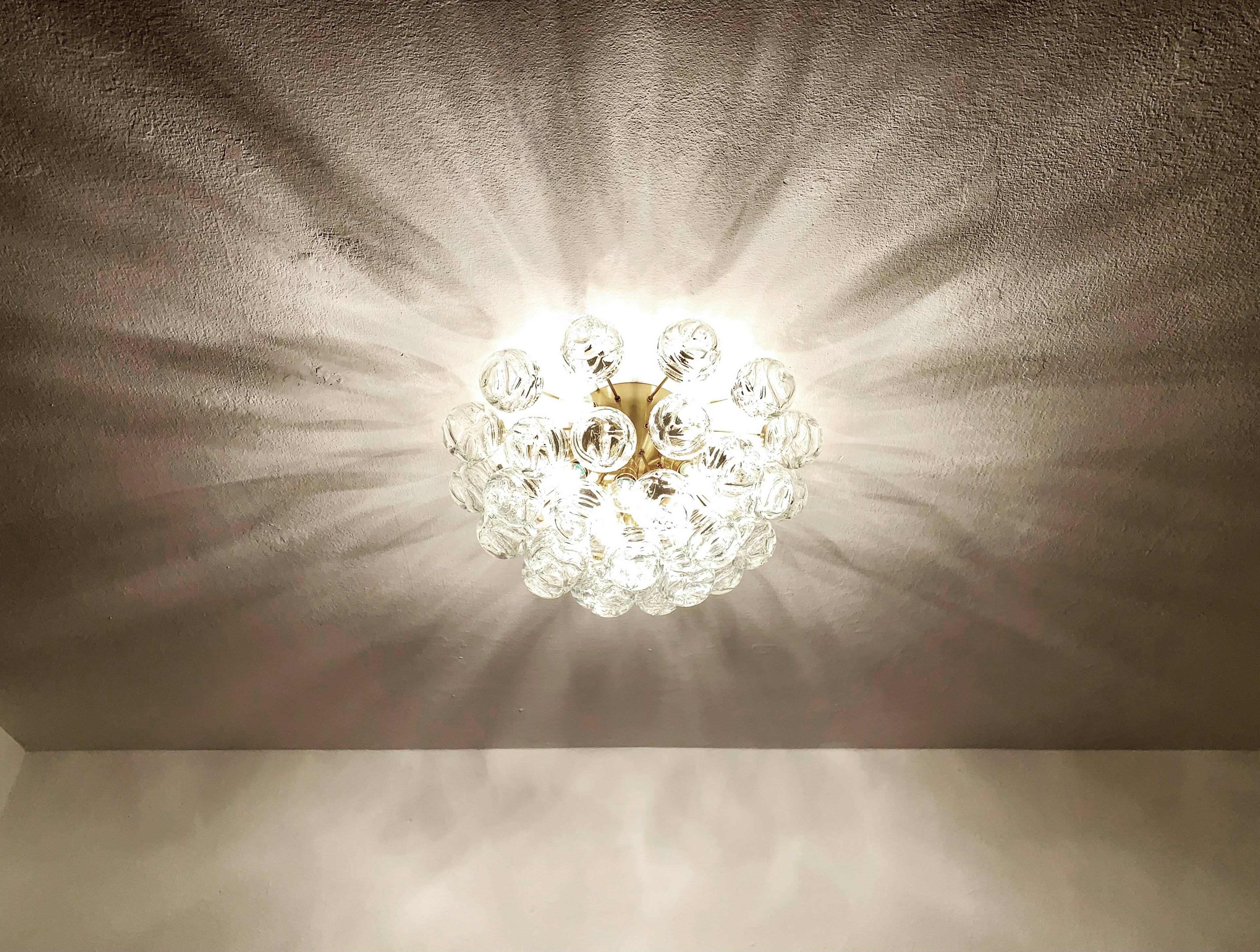 1 of 2 Amazing Golden Bubble Glass Flush Lamps by Doria