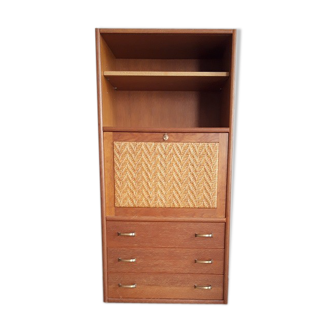 Wood and rattan writing desk 1960