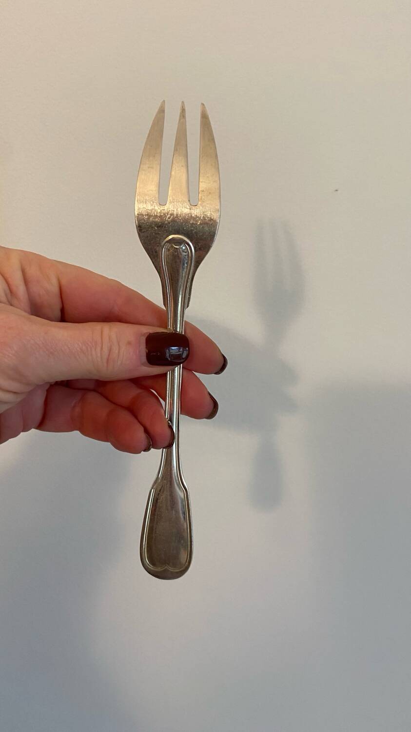 6 forks and 6 fish knives in silver-plated metal, Filet model 1950