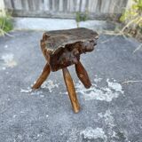 Tabouret Billot en Bois Massif – Sculpture Organique H54cm