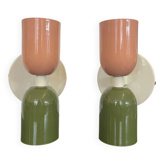 Pair of double-lit wall lights