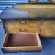 Vintage Scandinavian style dressing table with triptych mirror and bedside table.