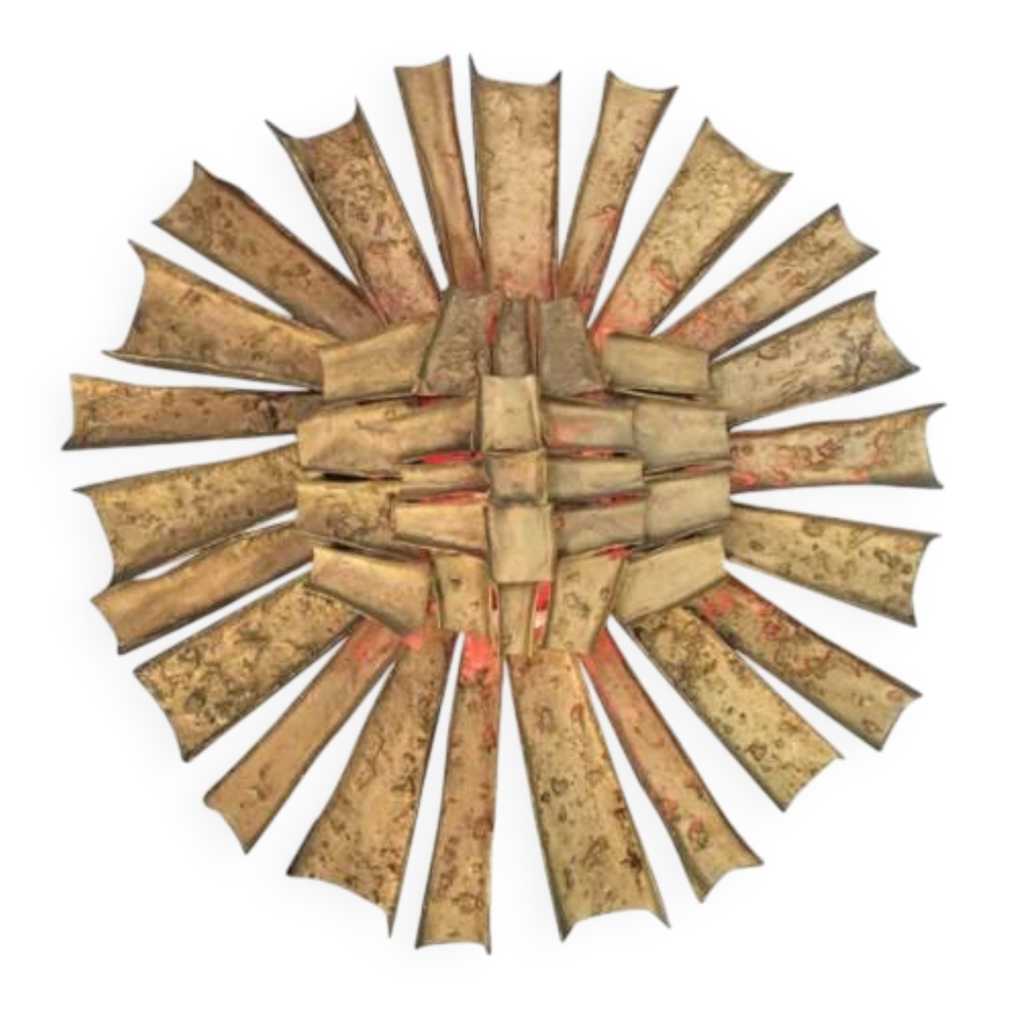 Large Sun wall sculpture, Resin & polyester lamp, Brutalist style