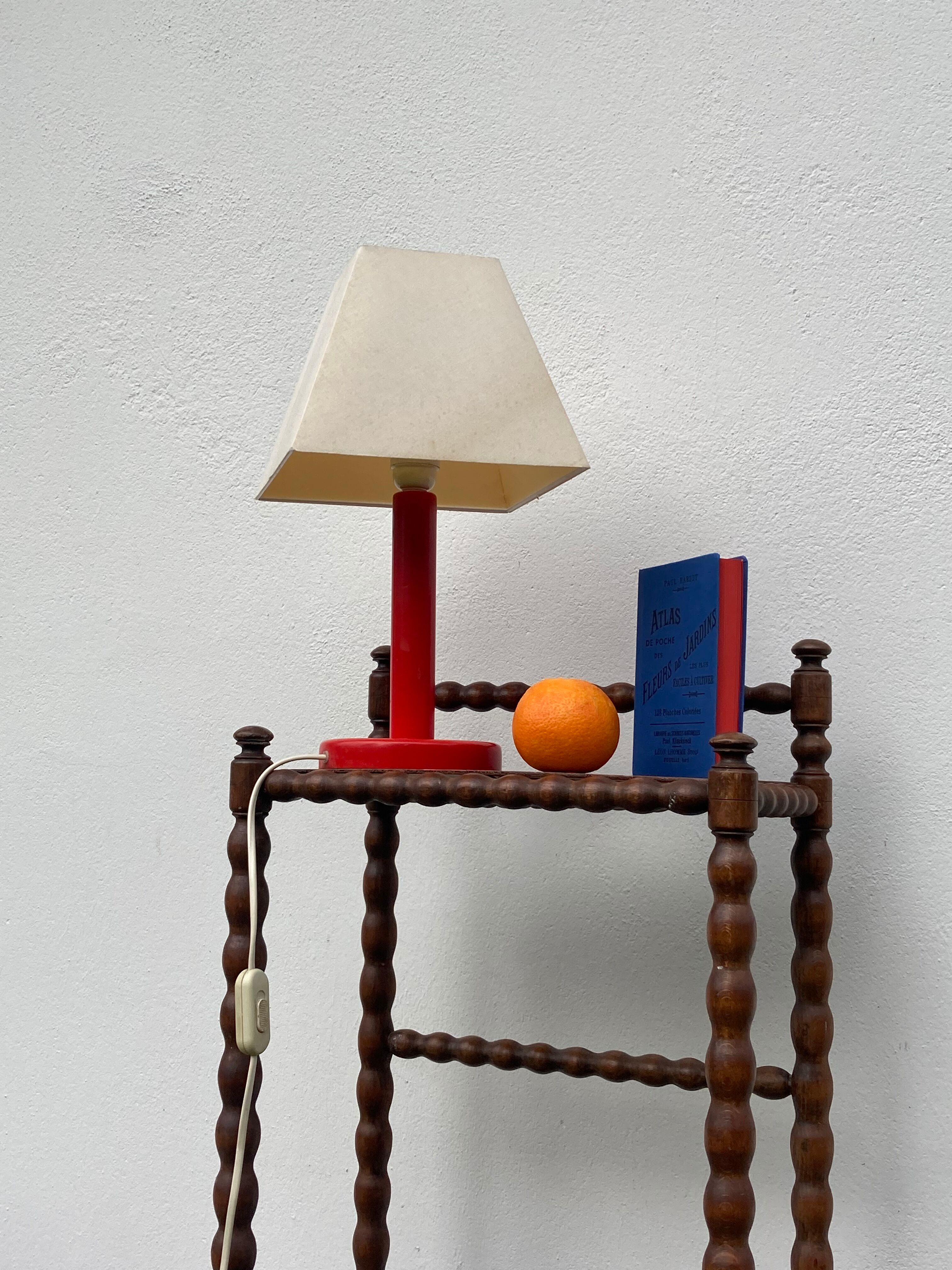 Scandinavian lamp in vintage red painted wood 90s