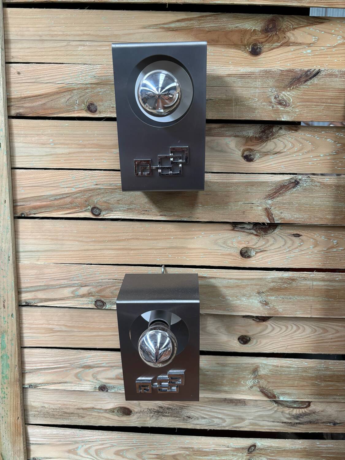 1970s vintage brushed aluminum wall lights
