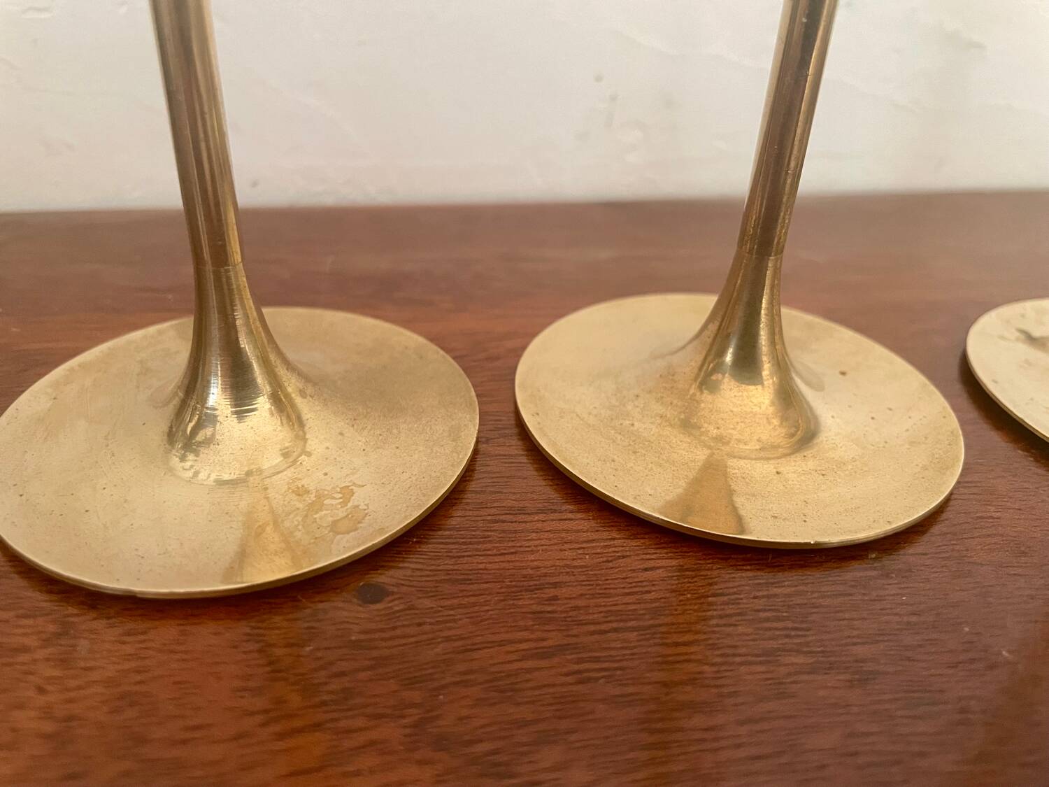 Set of 4 Scandinavian brass candlesticks