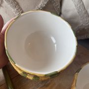 Old set of bowls and spoons in the shape of vintage pineapple