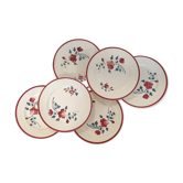 6 assiettes plates anciennes modèle "Rosador" de la manufacture française de Badonviller