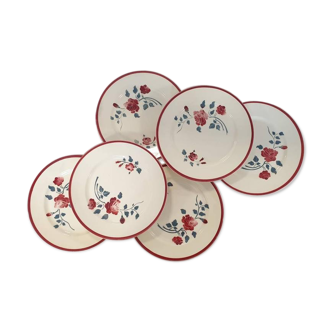 6 flat plates model "Rosador" of the French manufacture of Badonviller