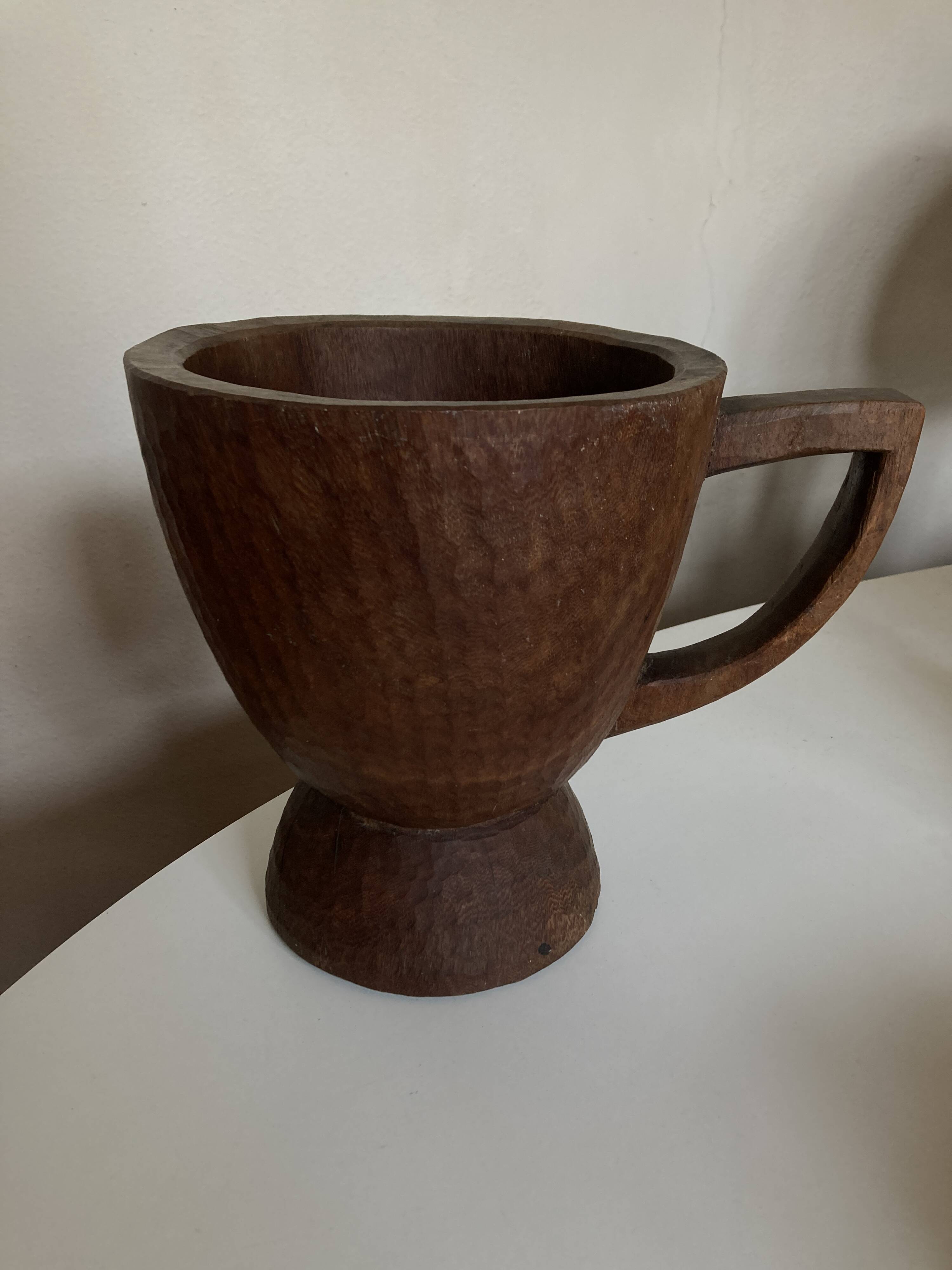 Midcentury Cubist XXXL Cup in West African Monoxyl Wood