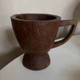 Midcentury Cubist XXXL Cup in West African Monoxyl Wood