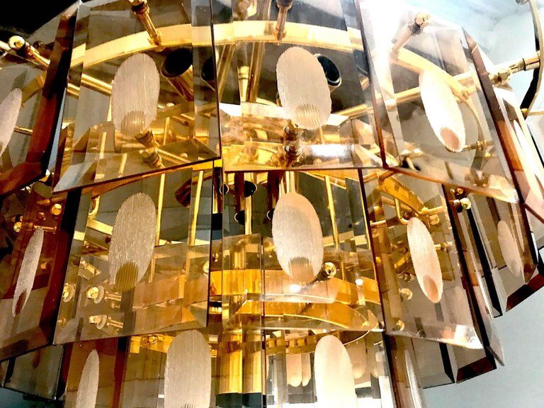 Chandelier framework Fontana Arte Murano 1970 Crystal