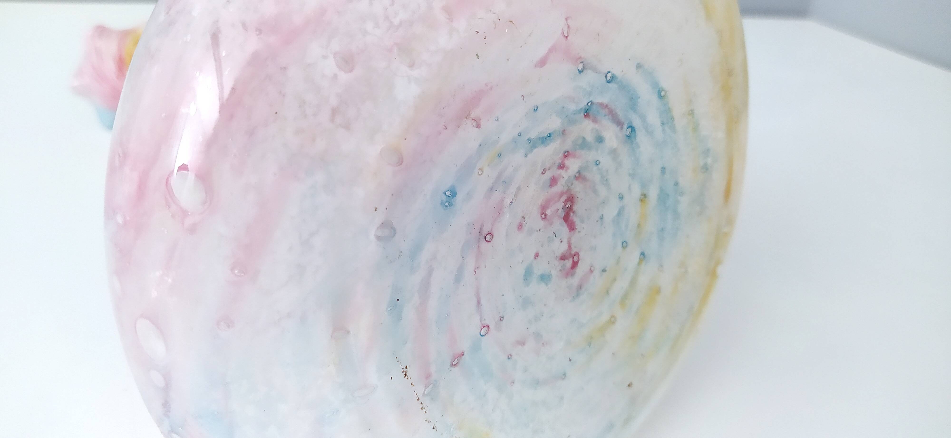 Pastel Pink Colors Polychrome Murano Glass Flower Vase, Italy