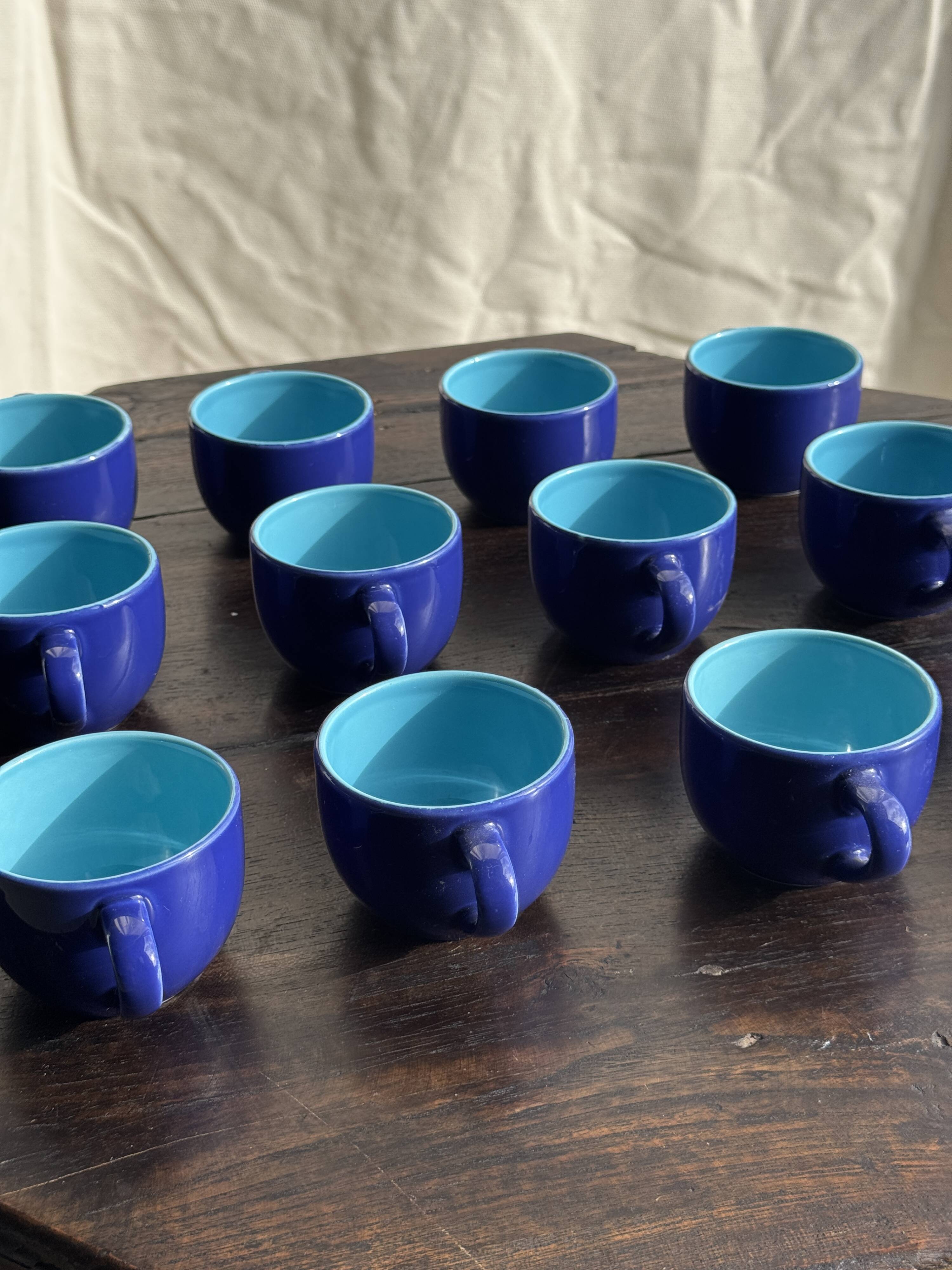 Set of 12 small vintage espresso cups duo in blue Made in Italy