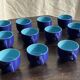 Set of 12 small vintage espresso cups duo in blue Made in Italy