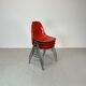 Vintage Eames Herman Miller DSS side chairs in coral orange