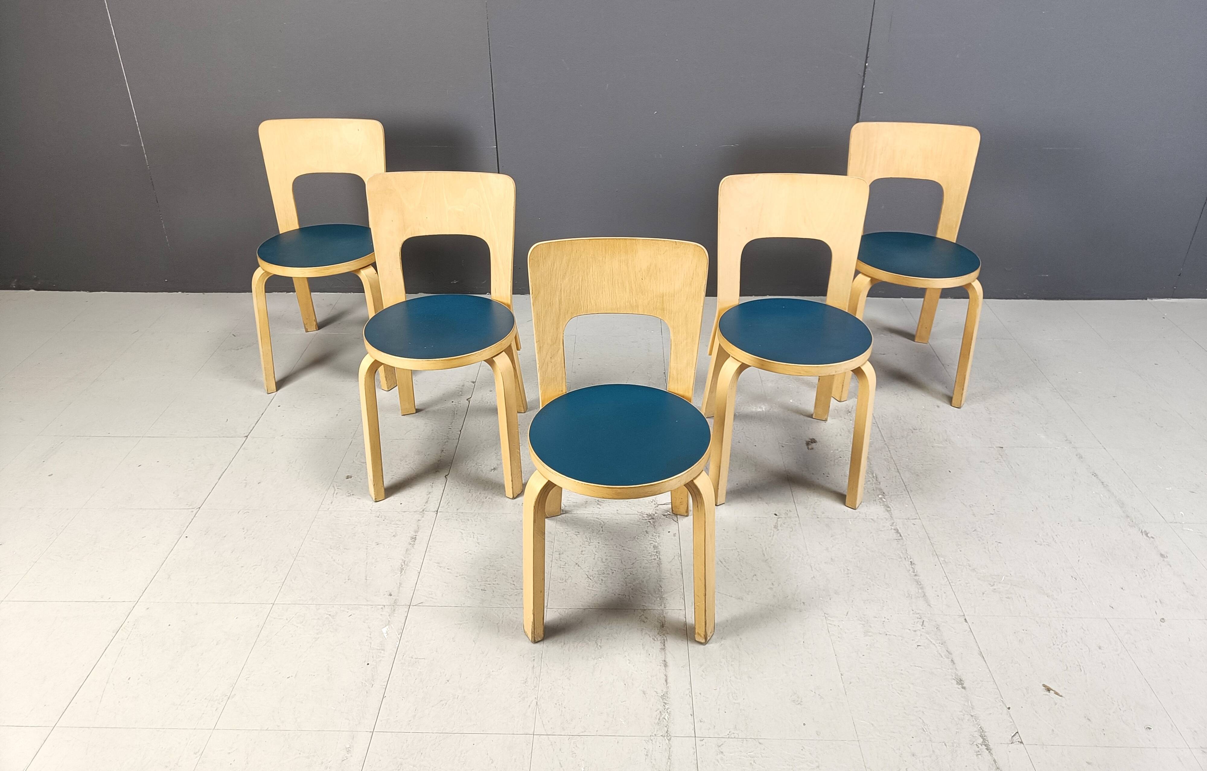 Model 66 dining chairs by Alvar Aalto for Artek, 1960s
