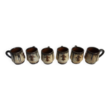 Set of 6 stoneware mugs signed Losson, Belgium, vintage