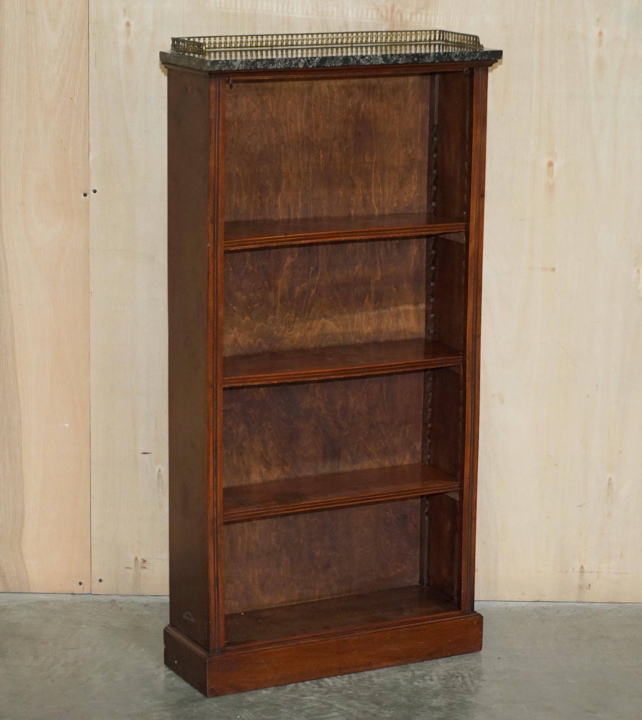 Pair of Regency Period Miniature Bookcases in Hardwood, Brass and Marble