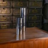 Pair of chrome-plated metal vases, 1960s