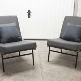 Airborne double bench seat restored foam and new fabrics + 2 matching cushions