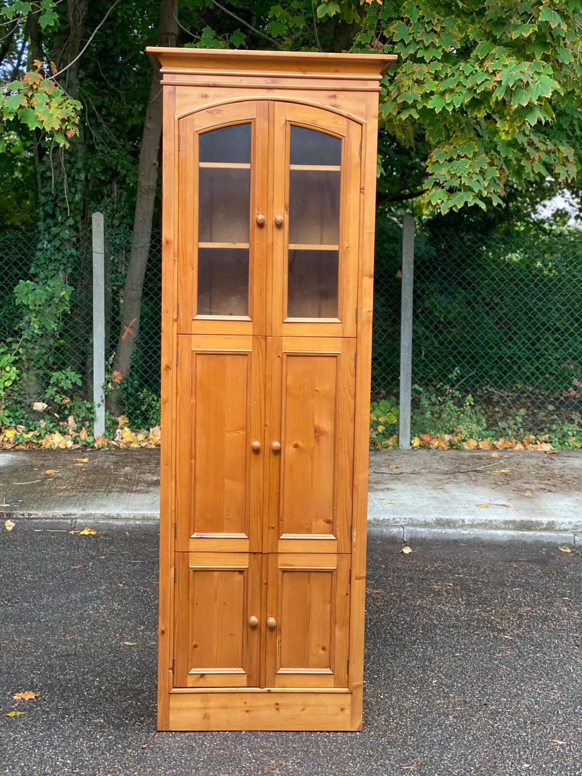 Scandinavian tall solid wood wardrobe with hanging space