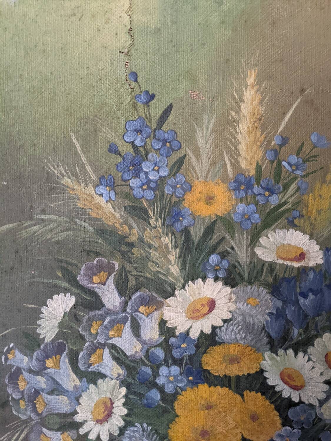 Antique still life painting, bohemian country decor