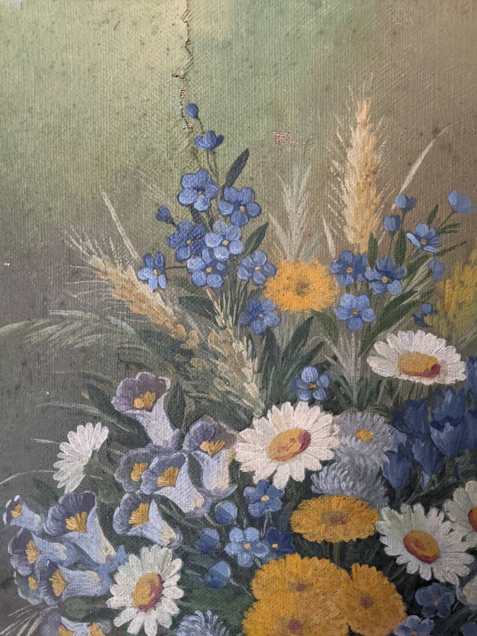 Antique still life painting, bohemian country decor