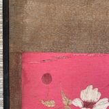Paravent 4 panneaux japon XIXem, broderie soie oiseau