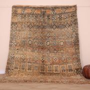 Peach Vintage Moroccan Rug 210 x 270 cm, Berber Wool Rug, Handmade Boho Rug