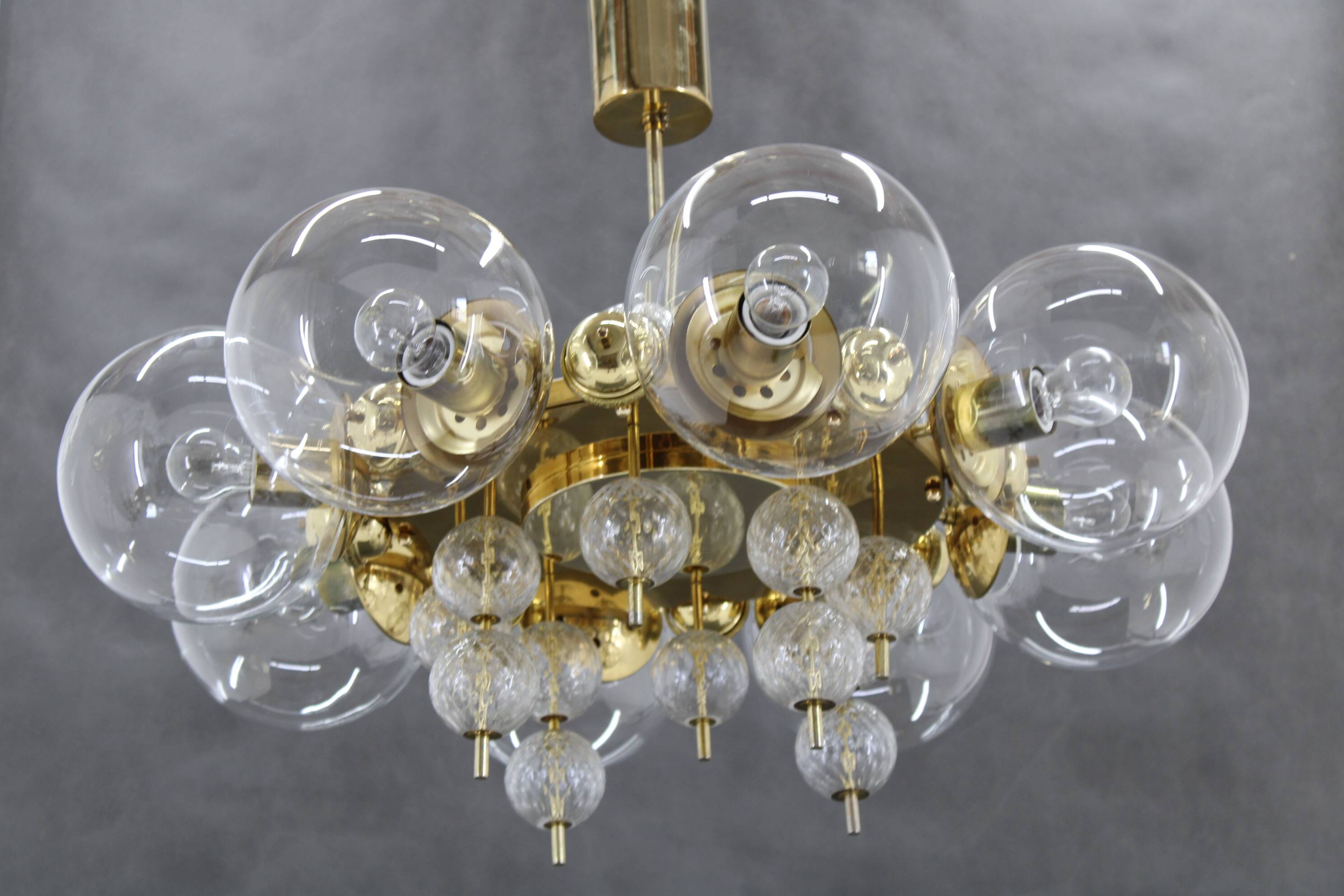 1970s Large Chandelier in Brass Finish by Kamenicky Senov ,up to 10 items