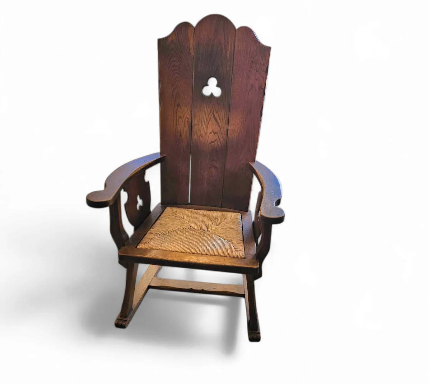 High back / monastery / rush seat armchair 1950s