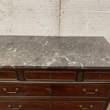 Commode style Lois XVI in mahogany Top of veined gray marble XIX century