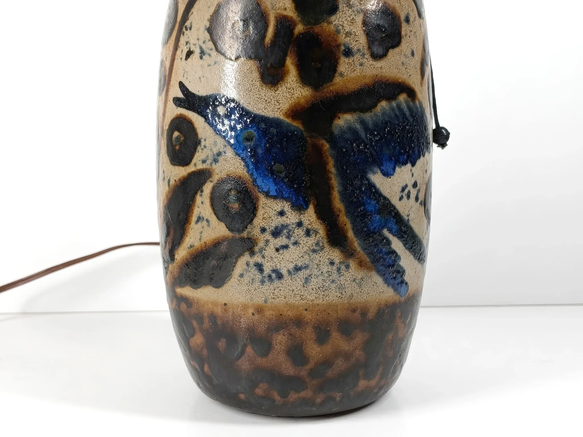 Art Deco Lamp in Stoneware with Blue Birds – Atelier Primavera, circa 1930