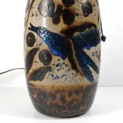 Art Deco Lamp in Stoneware with Blue Birds – Atelier Primavera, circa 1930