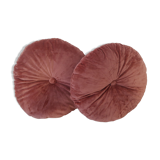 Set of 2 round pink velvet cushions