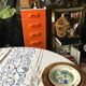 Antique embroidered linen tablecloth