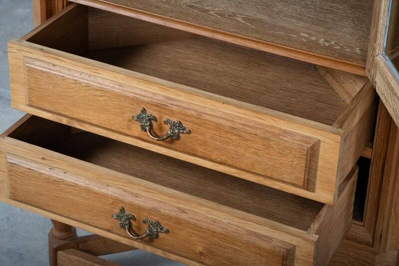 Brutalist Oak Corner Cabinet attributed to Henning Kjærnulf, Denmark, 1960s