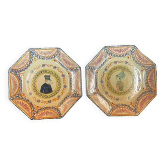 Pair of quimper mesnil val normandie plates 23 x 23 cm