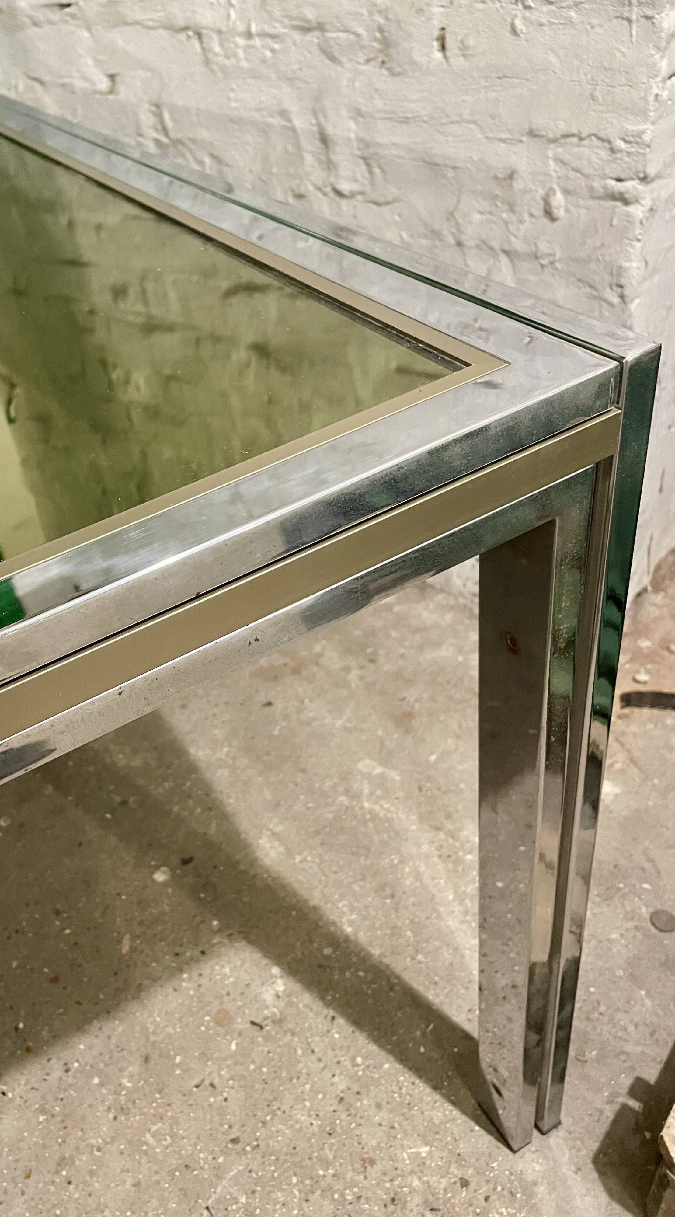 Chrome metal dining table with smoked glass dlg Romeo Rega