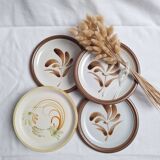 Vintage hand-painted flower stoneware plates