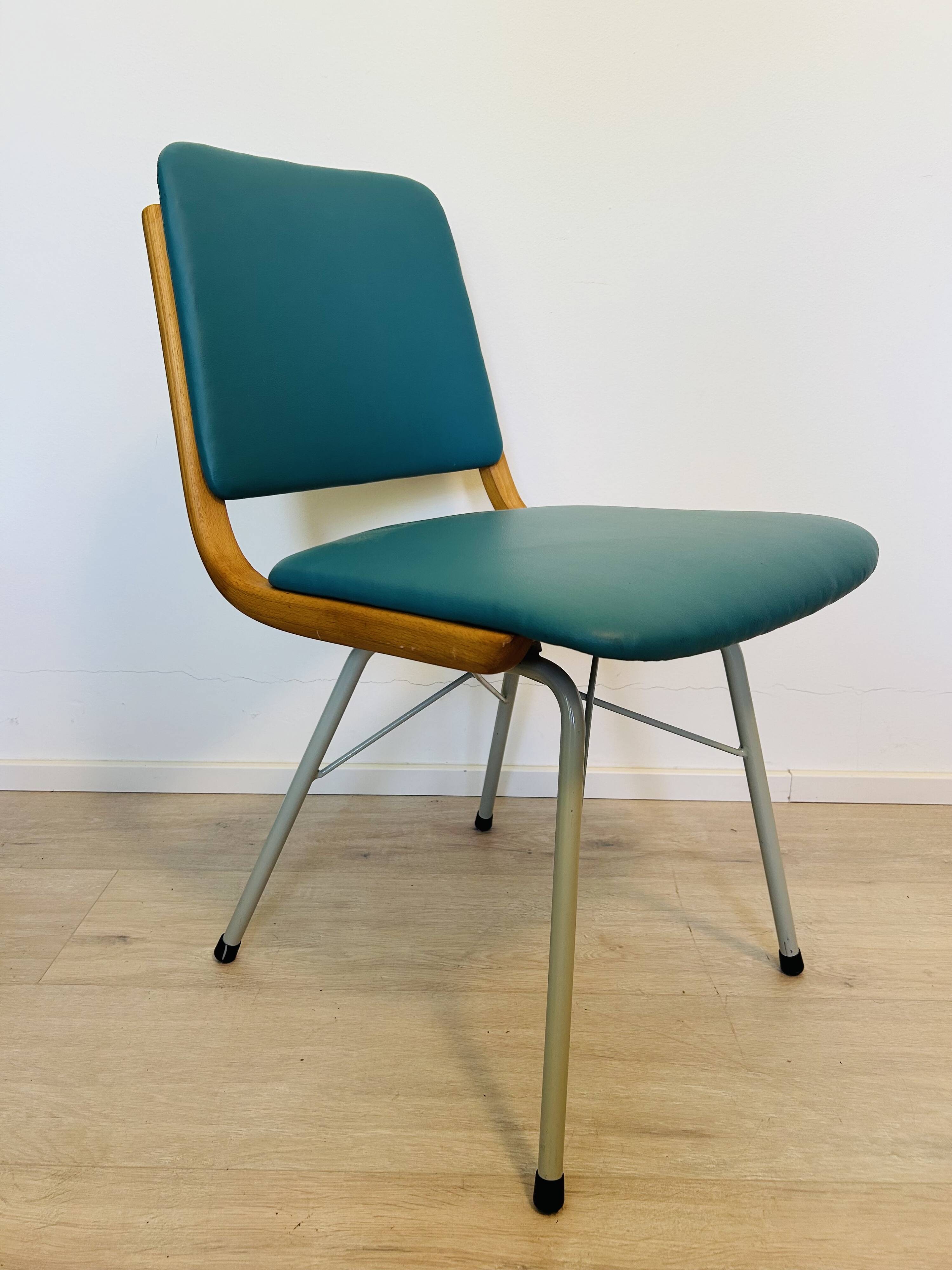 Vintage Turquoise Dining Chair by TON, from Czechoslovakia 1960’s